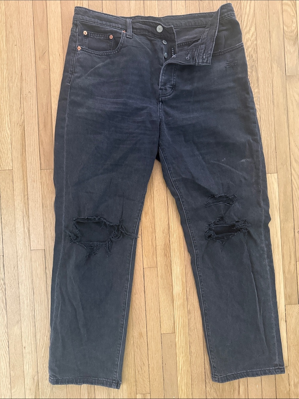 Lucky Brand Black Washed Ripped Relaxed Women's Jeans